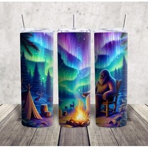 Hand Crafted Bigfoot Northern Lights Tumbler - Multicolor